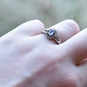 Sterling Silver Tanzanite & Diamond Ring - 6.5